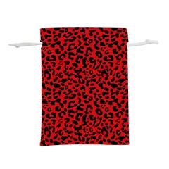 Red And Black Leopard Spots, Animal Fur Lightweight Drawstring Pouch (m) by Casemiro