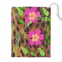 Jungle Floral Drawstring Pouch (5xl) by PollyParadise