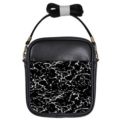 Black And White Grunge Abstract Print Girls Sling Bag by dflcprintsclothing