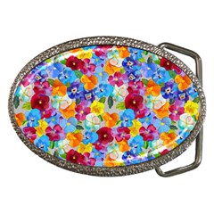 Pansies  Watercolor Flowers Belt Buckles by SychEva