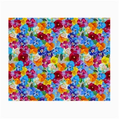 Pansies  Watercolor Flowers Small Glasses Cloth (2 Sides) by SychEva