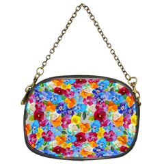 Pansies  Watercolor Flowers Chain Purse (two Sides) by SychEva