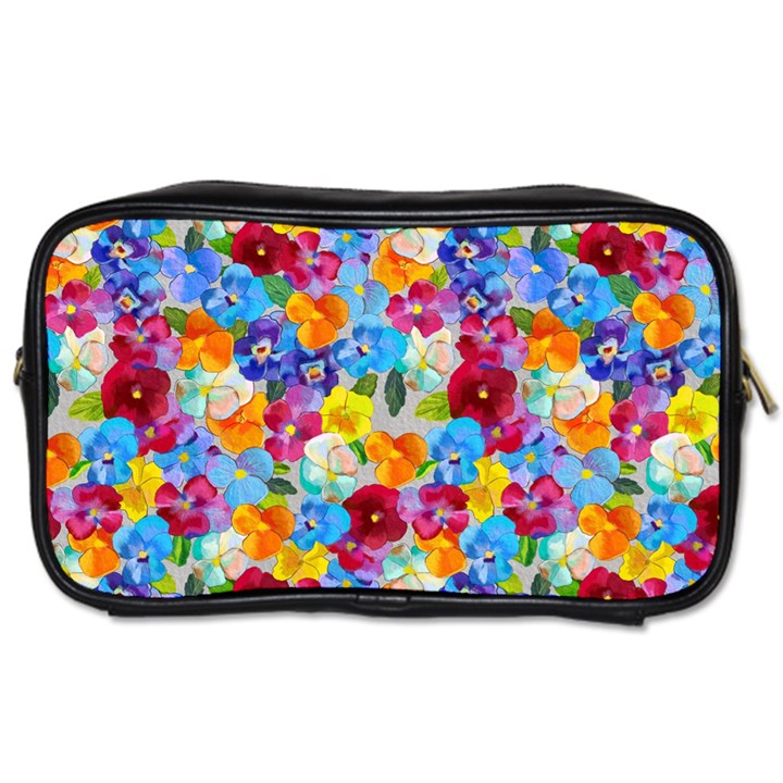 Pansies  Watercolor Flowers Toiletries Bag (One Side)