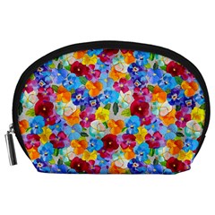 Pansies  Watercolor Flowers Accessory Pouch (large) by SychEva