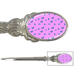 Blue Butterflies At Pastel Pink Color Background Letter Opener by Casemiro