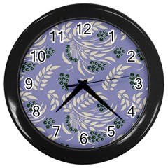 Folk floral pattern. Abstract flowers surface design. Seamless pattern Wall Clock (Black)