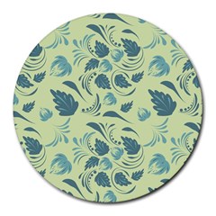 Folk Floral Pattern  Abstract Flowers Surface Design  Seamless Pattern Round Mousepads by Eskimos