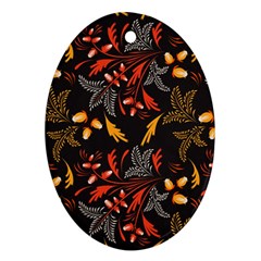 Folk Floral Pattern  Abstract Flowers Surface Design  Seamless Pattern Oval Ornament (two Sides) by Eskimos