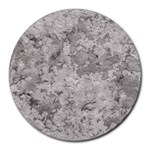 Silver Abstract Grunge Texture Print Round Mousepads Front