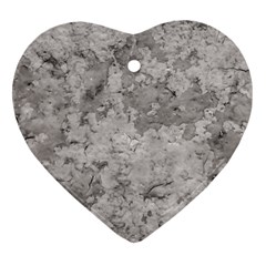 Silver Abstract Grunge Texture Print Ornament (Heart)