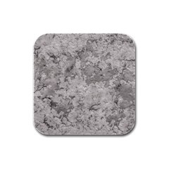 Silver Abstract Grunge Texture Print Rubber Square Coaster (4 pack) 