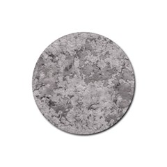 Silver Abstract Grunge Texture Print Rubber Round Coaster (4 pack) 