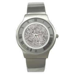 Silver Abstract Grunge Texture Print Stainless Steel Watch