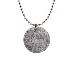Silver Abstract Grunge Texture Print 1  Button Necklace