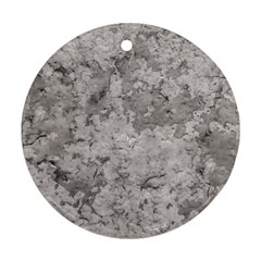 Silver Abstract Grunge Texture Print Round Ornament (Two Sides)