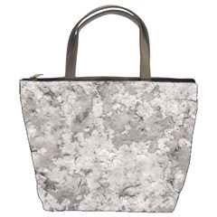 Silver Abstract Grunge Texture Print Bucket Bag