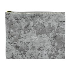 Silver Abstract Grunge Texture Print Cosmetic Bag (XL)