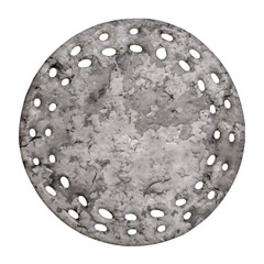 Silver Abstract Grunge Texture Print Ornament (Round Filigree)