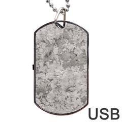 Silver Abstract Grunge Texture Print Dog Tag USB Flash (One Side)