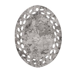 Silver Abstract Grunge Texture Print Oval Filigree Ornament (Two Sides)