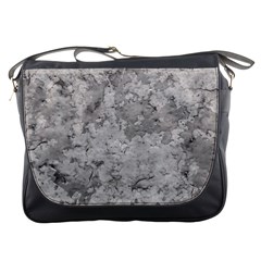 Silver Abstract Grunge Texture Print Messenger Bag