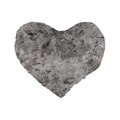 Silver Abstract Grunge Texture Print Standard 16  Premium Heart Shape Cushions