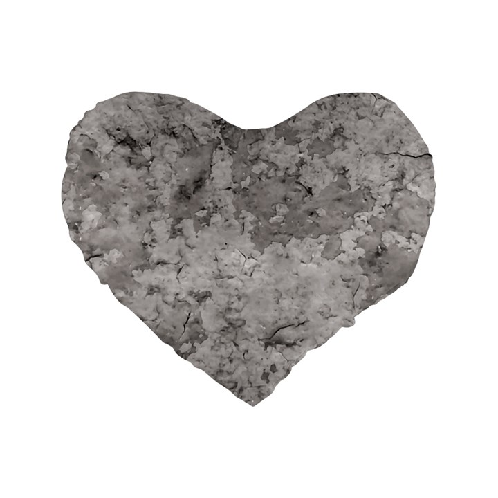 Silver Abstract Grunge Texture Print Standard 16  Premium Heart Shape Cushions