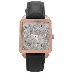 Silver Abstract Grunge Texture Print Rose Gold Leather Watch 