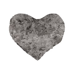 Silver Abstract Grunge Texture Print Standard 16  Premium Flano Heart Shape Cushions