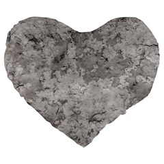 Silver Abstract Grunge Texture Print Large 19  Premium Flano Heart Shape Cushions