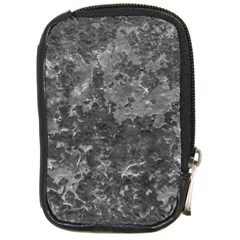 Dark Grey Abstract Grunge Texture Print Compact Camera Leather Case by dflcprintsclothing