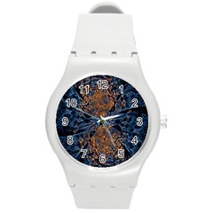 Fractal Galaxy Round Plastic Sport Watch (m) by MRNStudios