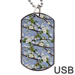 Pear Branch With Flowers Dog Tag Usb Flash (one Side) by SychEva