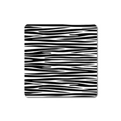 Zebra Stripes, Black And White Asymmetric Lines, Wildlife Pattern Square Magnet by Casemiro