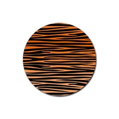 Tiger Stripes, Black And Orange, Asymmetric Lines, Wildlife Pattern Rubber Round Coaster (4 Pack)  by Casemiro