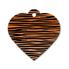 Tiger Stripes, Black And Orange, Asymmetric Lines, Wildlife Pattern Dog Tag Heart (two Sides) by Casemiro