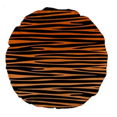 Tiger Stripes, Black And Orange, Asymmetric Lines, Wildlife Pattern Large 18  Premium Round Cushions by Casemiro