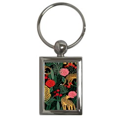 Leopardrose Key Chain (rectangle) by PollyParadise