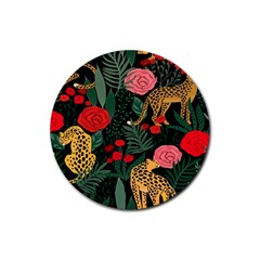 Leopardrose Rubber Coaster (round)  by PollyParadise