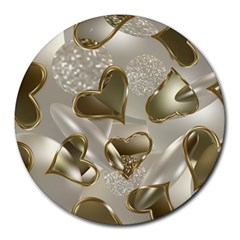   Golden Hearts Round Mousepads by Galinka