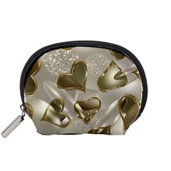   Golden Hearts Accessory Pouch (small) by Galinka