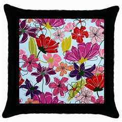 Flower Pattern Throw Pillow Case (black) by Galinka