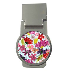 Flower Pattern Money Clips (round) 