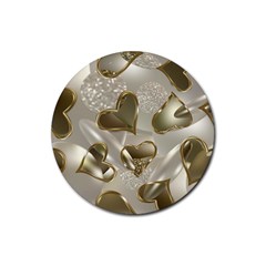   Golden Hearts Rubber Round Coaster (4 Pack)  by Galinka