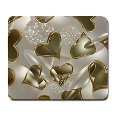   Golden Hearts Large Mousepads by Galinka