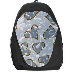   Gold Hearts On A Blue Background Backpack Bag by Galinka