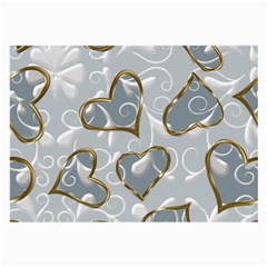   Gold Hearts On A Blue Background Large Glasses Cloth by Galinka