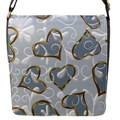   Gold Hearts On A Blue Background Flap Closure Messenger Bag (s) by Galinka