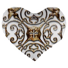 Gold Design Large 19  Premium Heart Shape Cushions by LW323