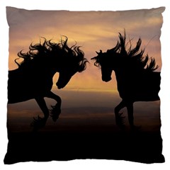 Evening Horses Large Cushion Case (one Side) by LW323